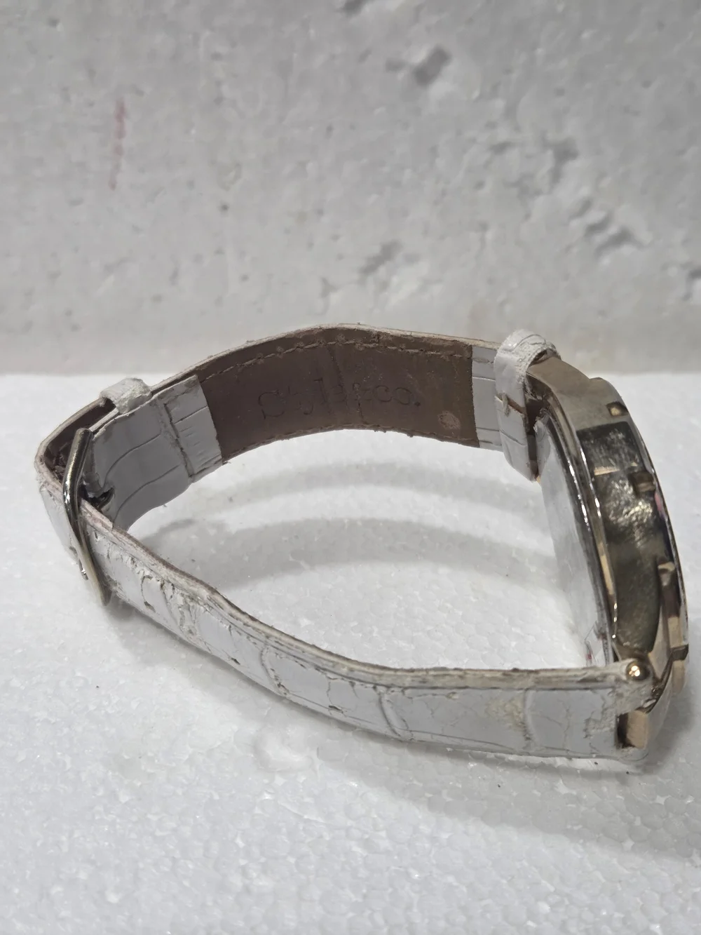 Style&co Gold-Tone Crystal Bezel Watch with White Strap